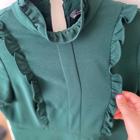 ZARA WOMEN DARK GREEN DRESS - Picture 7 of 7